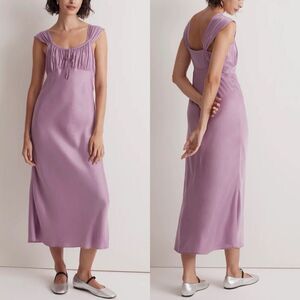 MADEWELL Midi Dress Women 0 Lilac Square-Neck NEW Sleeveless Viscose NO103